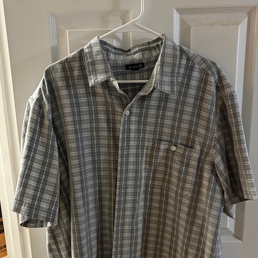 George Men's Casual Gray Checkered Shirt